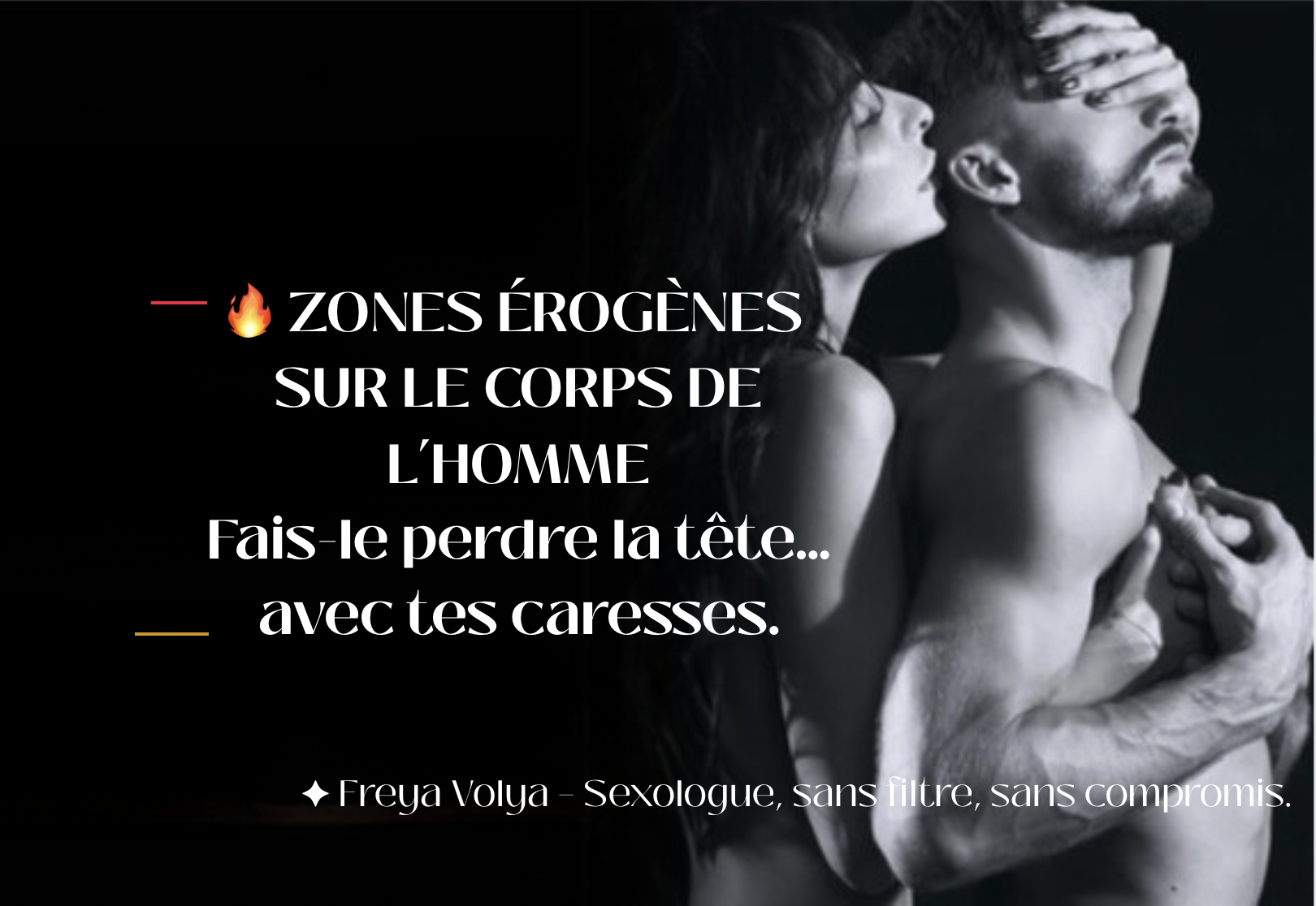Femme sensuelle caressant le torse d’un homme, suggérant l’exploration des zones érogènes masculines.